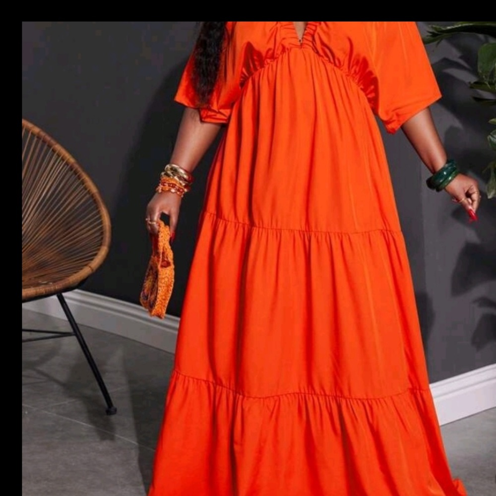 SHEIN Vibrant Orange Maxi Dress - Picture 7 of 16